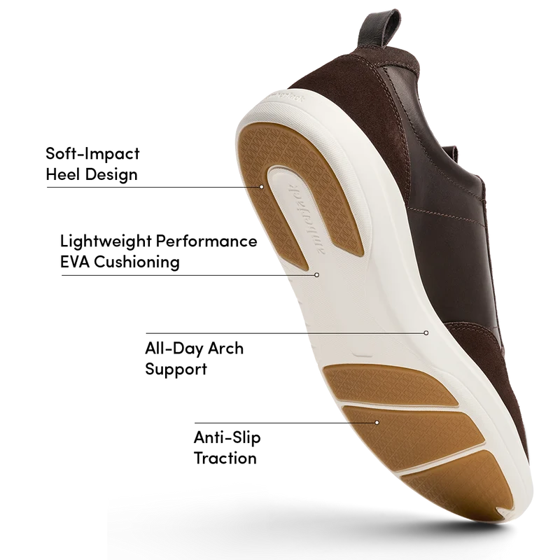 The Court in Walnut leather & suede labeled outsole