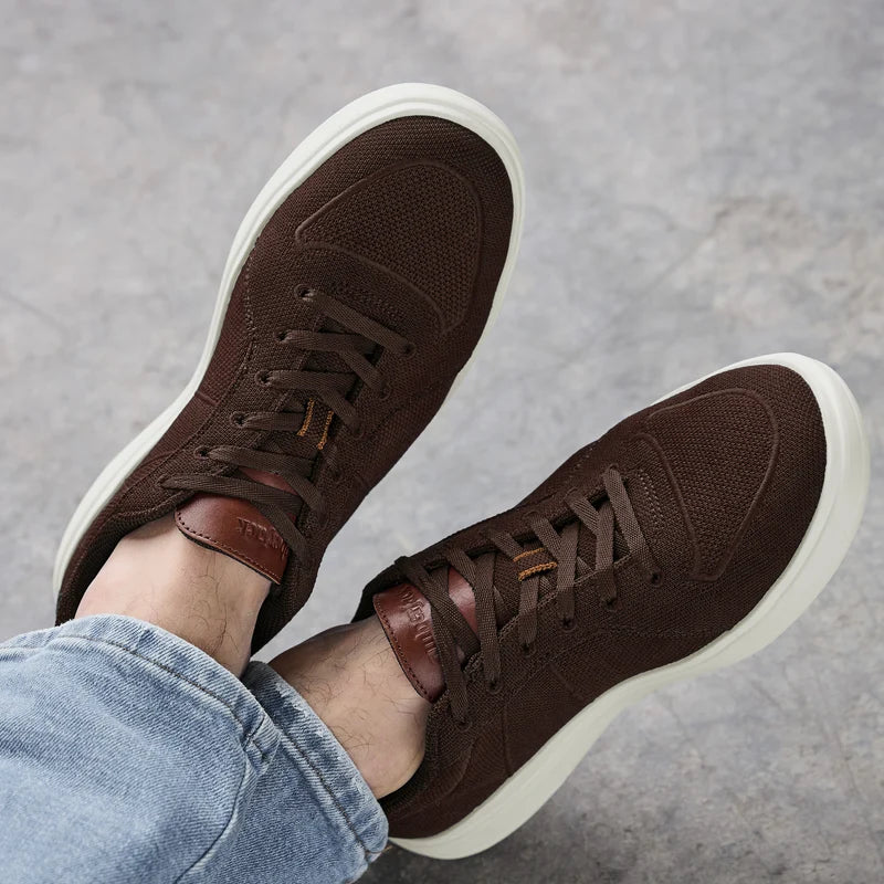 The Drift in Chestnut knit on model with jeans