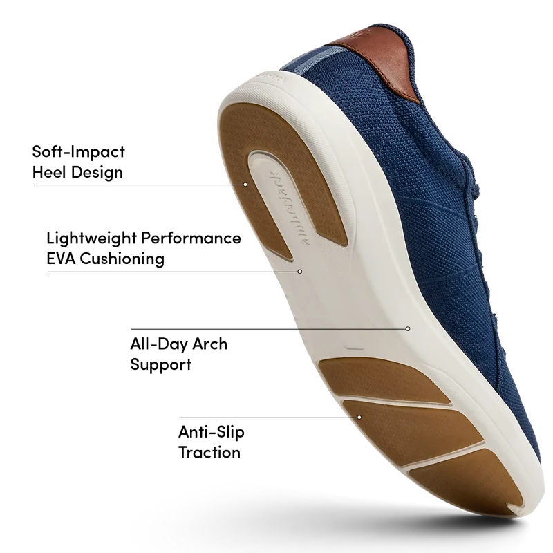 The Drift in Cobalt knit labeled outsole