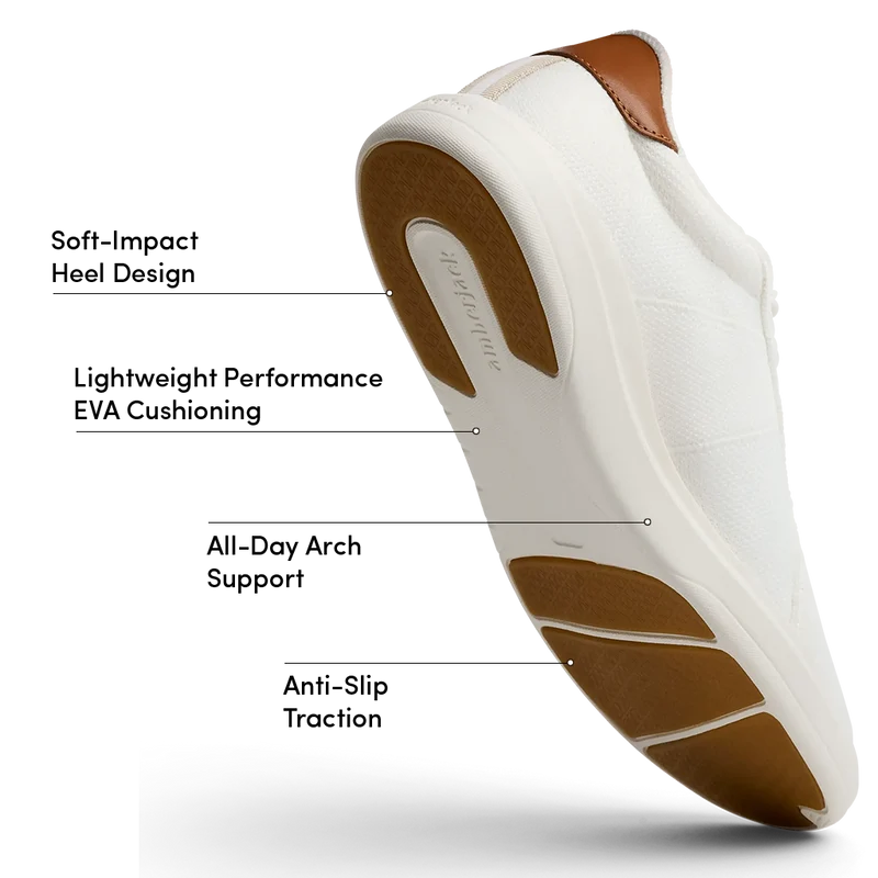 The Drift in Ivory knit labeled outsole