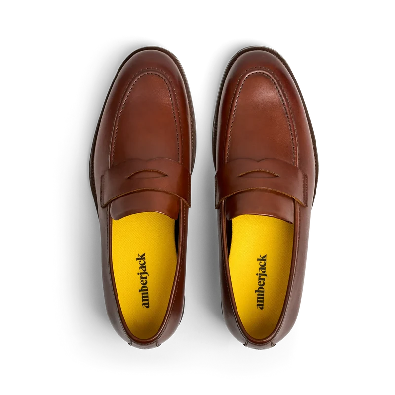 The Duke in Chestnut brown full-grain leather Top Down View