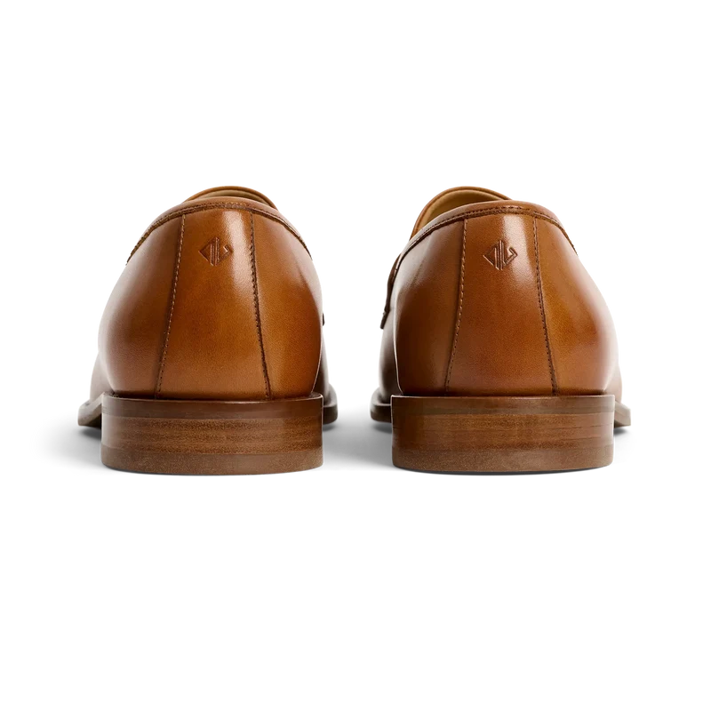 The Duke in Honey tan full-grain leather Heel View