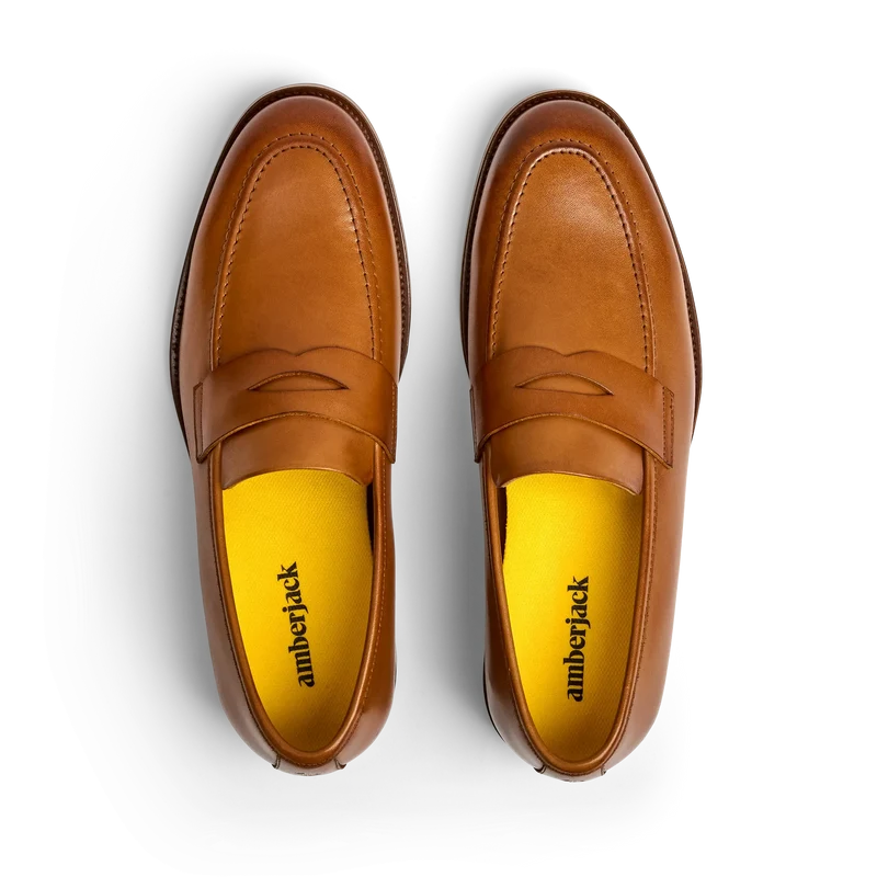 The Duke in Honey tan full-grain leather Top Down View