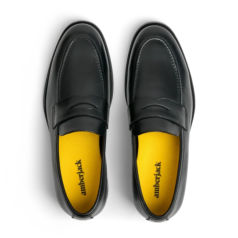 The Duke in Obsidian black full-grain leather Top down View