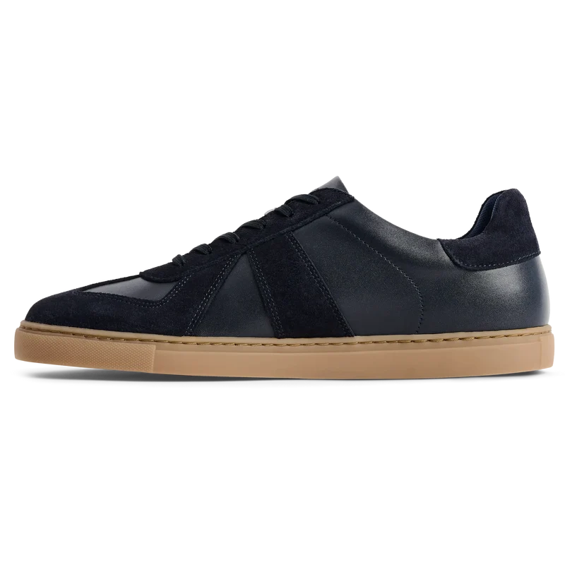 The GAT in Cobalt full grain leather & suede medial view