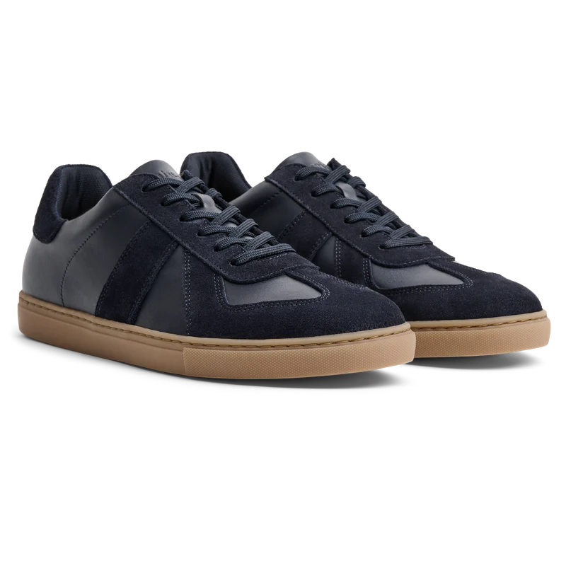 The GAT in Cobalt full grain leather & suede 3/4 view