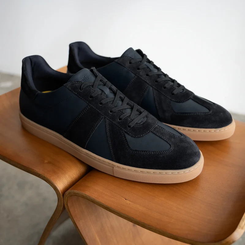 The GAT in Cobalt full grain leather & suede detail view