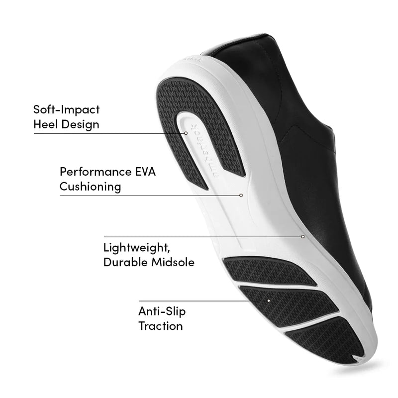 The Low-Top in Onyx black leather by Amberjack - Labeled Outsole