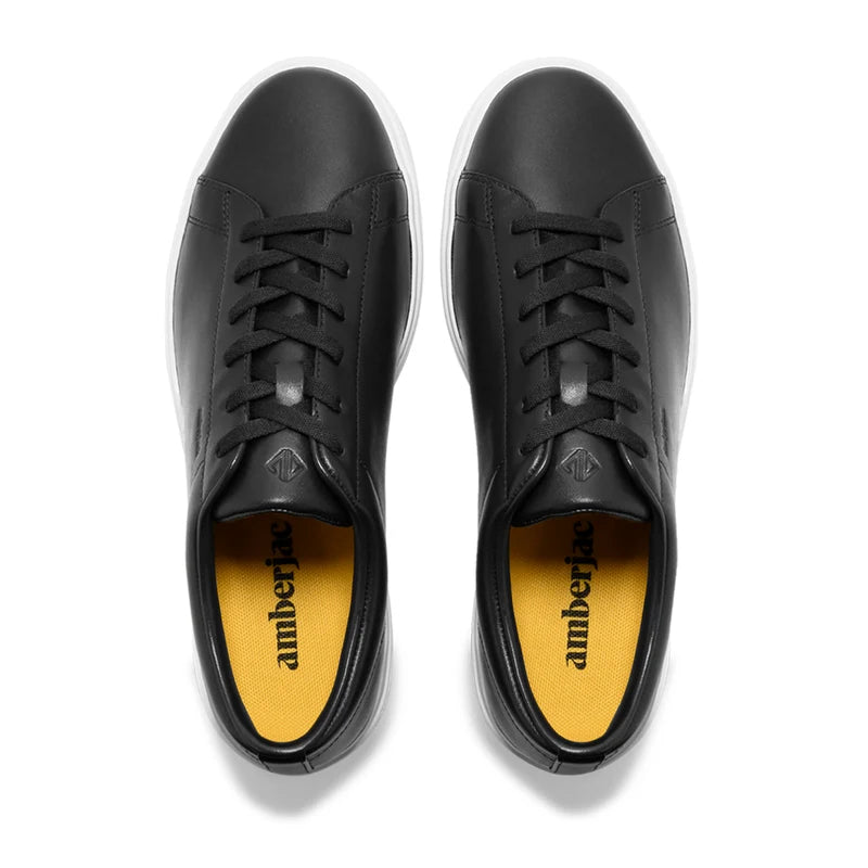 The Low-Top in Onyx black leather by Amberjack - Top Down View