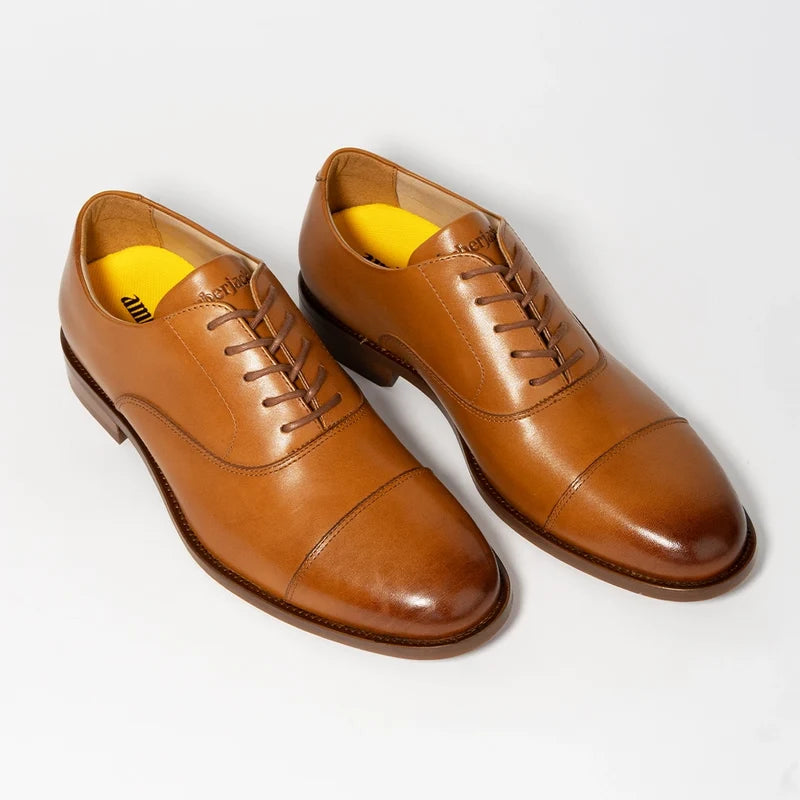 The Regent in Honey tan full-grain leather 3/4 view