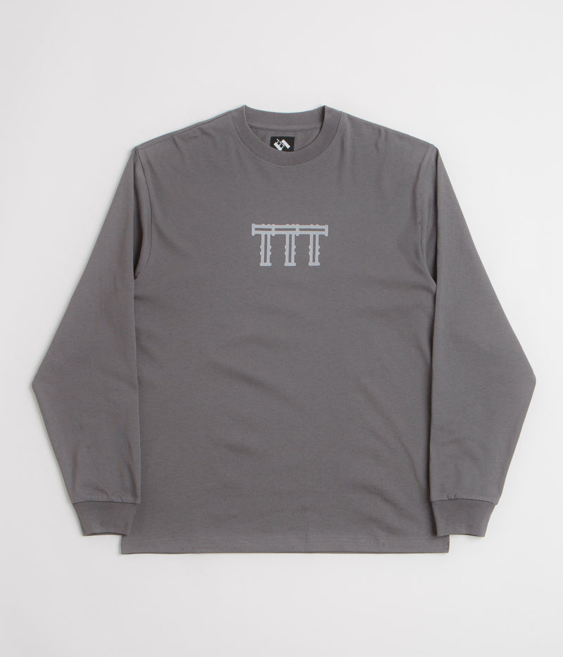 The Trilogy Tapes Cross Lattice Long Sleeve T-Shirt in Charcoal