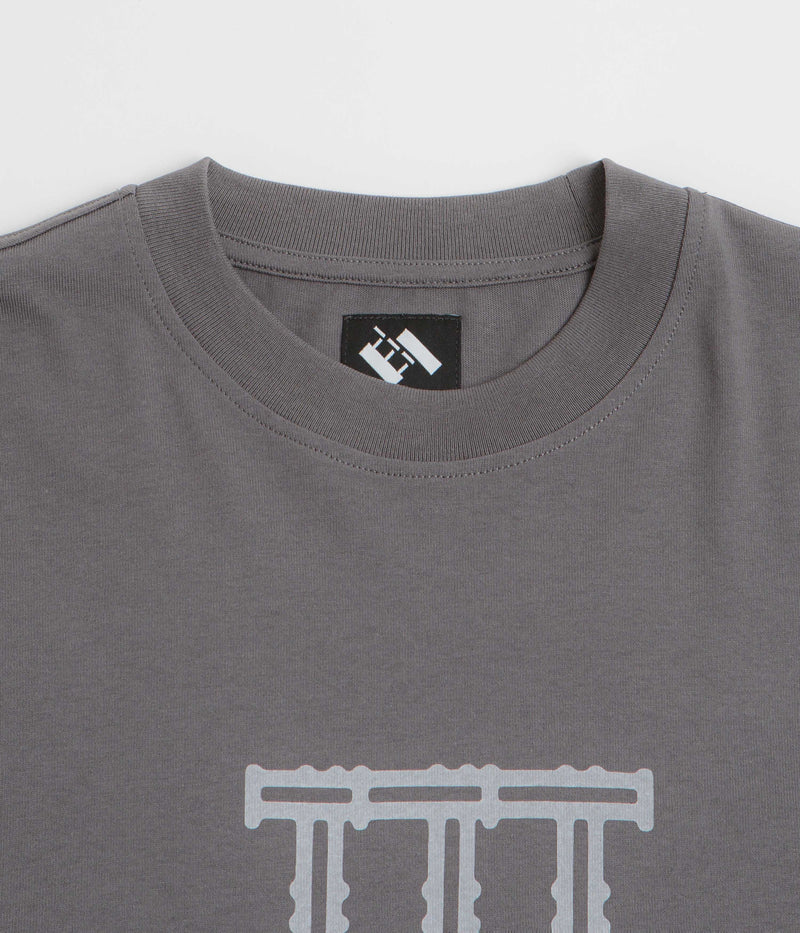 The Trilogy Tapes Cross Lattice Long Sleeve T-Shirt in Charcoal