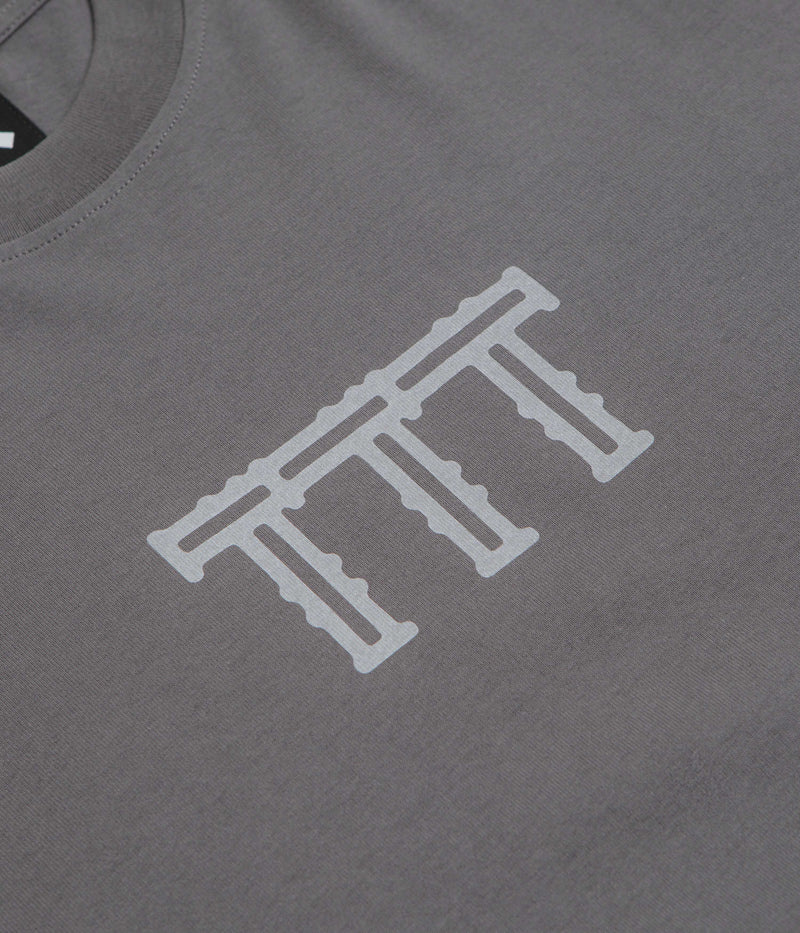 The Trilogy Tapes Cross Lattice Long Sleeve T-Shirt in Charcoal