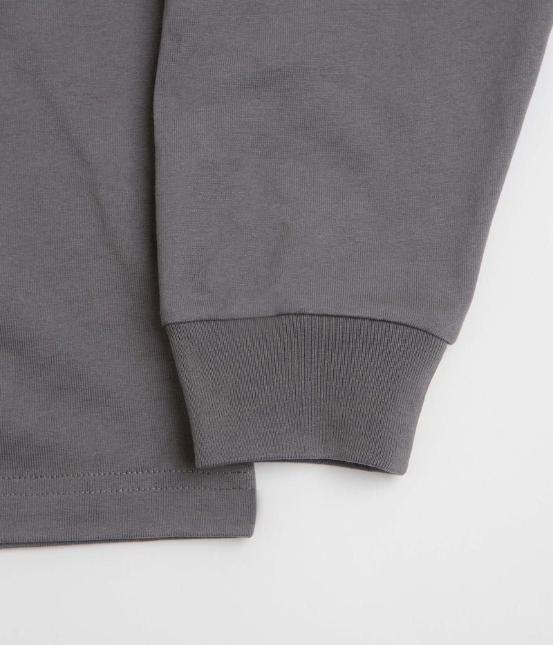 The Trilogy Tapes Cross Lattice Long Sleeve T-Shirt in Charcoal