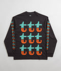 The Trilogy Tapes Orange And Turquoise Long Sleeve T-Shirt in Black