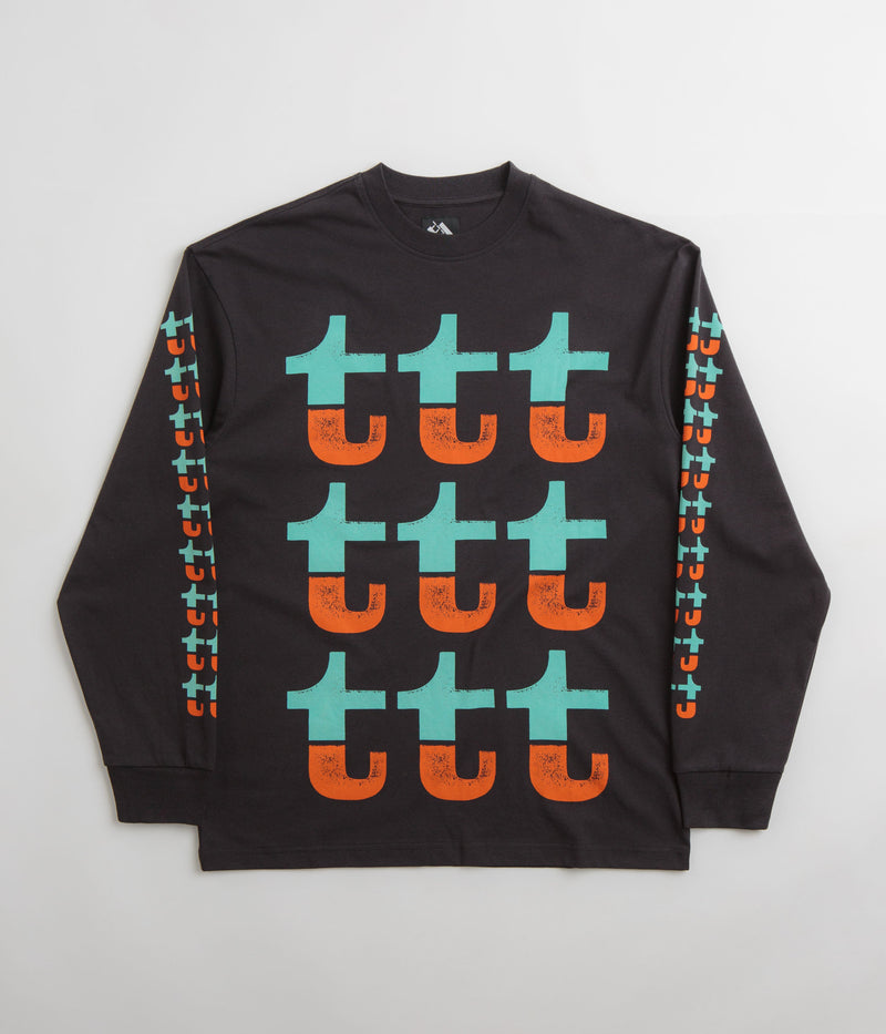 The Trilogy Tapes Orange And Turquoise Long Sleeve T-Shirt in Black