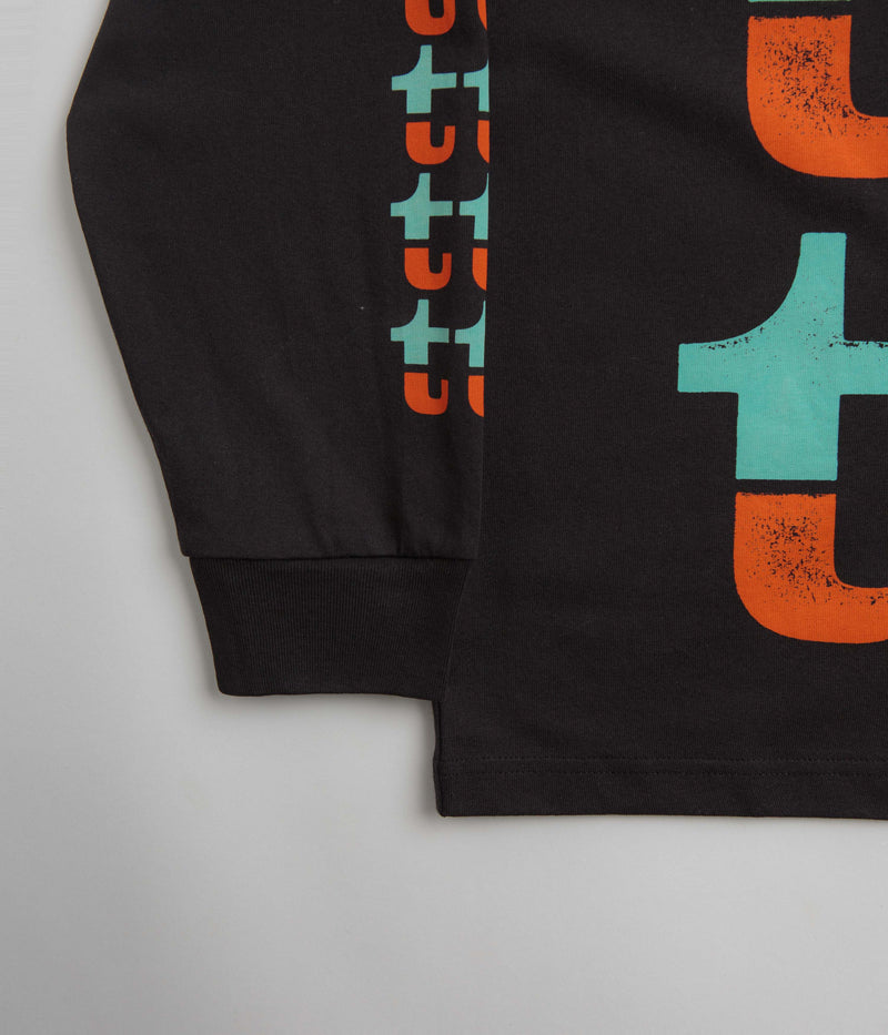 The Trilogy Tapes Orange And Turquoise Long Sleeve T-Shirt in Black