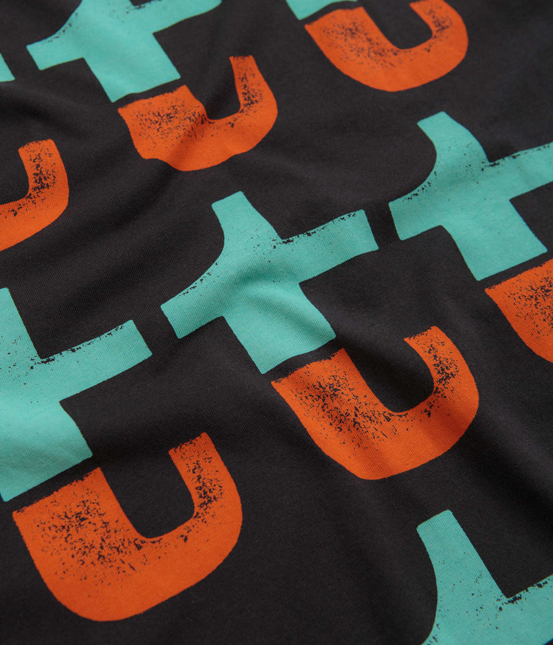 The Trilogy Tapes Orange And Turquoise Long Sleeve T-Shirt in Black