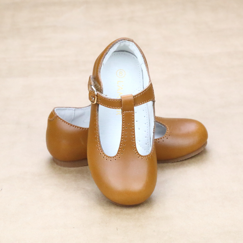 Toddler Girls Eleanor Classic Camel Leather T-Bar Flat