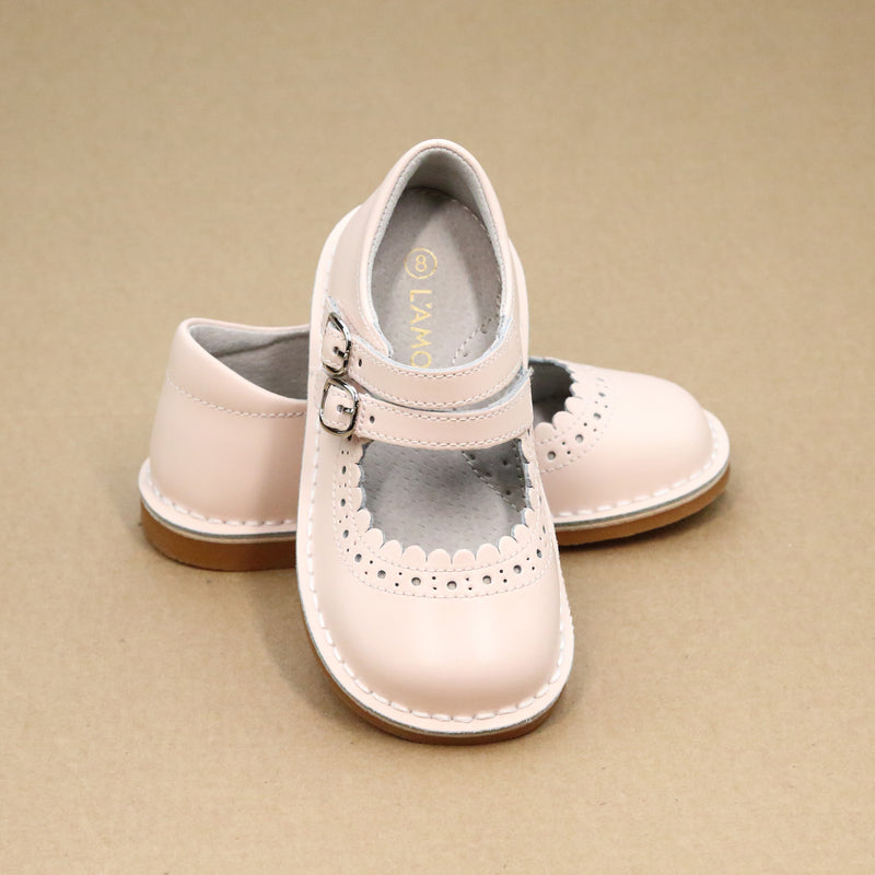 Easter Blue Mary Janes - Vintage Inspired Toddler Mary Janes - Tatiana Pale Pink Scalloped Mary Janes - Easter Bests