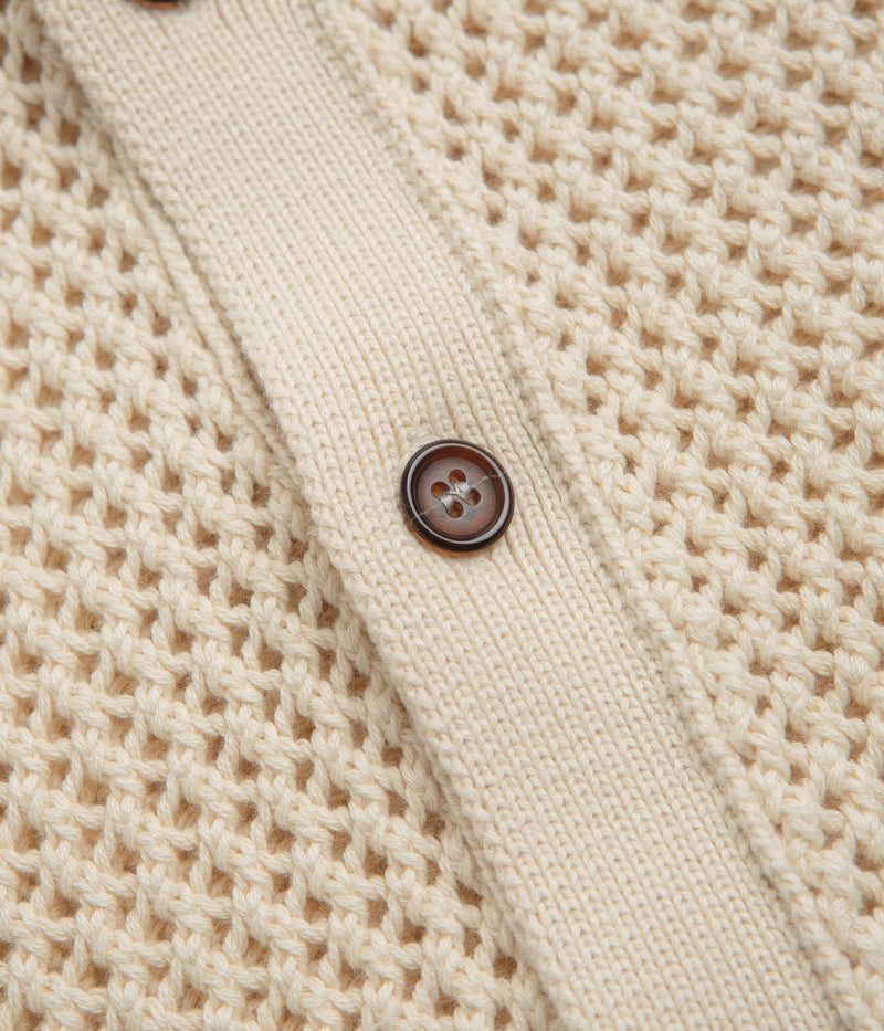 Universal Works Knit Short Sleeve Shirt in Ecru