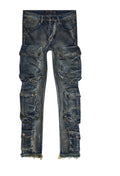 Front View of the Valabasas "CLIFF JUMP" DIRTY LT BLUE SKINNY Jeans
