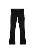 Valabasas 30 / BLACK "COVERT" BLACK FLARED STACKED JEAN