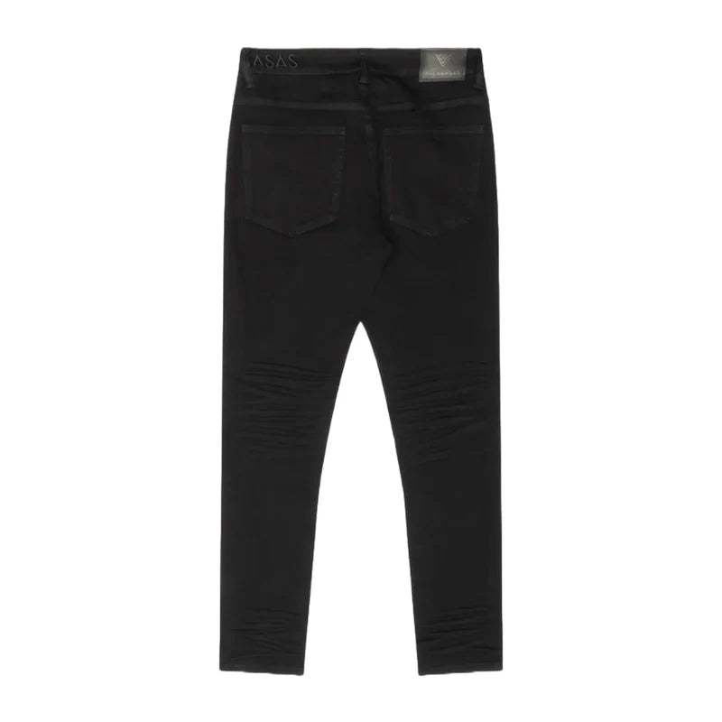 Back View of the Valabasas "MR.SLIM" JET BLACK 4 WAY STRETCH SLIM FIT JEAN