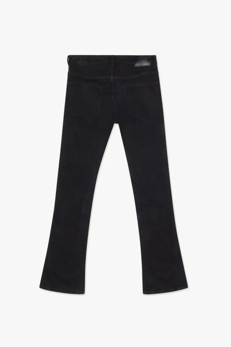 Back View of the Valabasas Mr.Stacked - BLACK Jeans