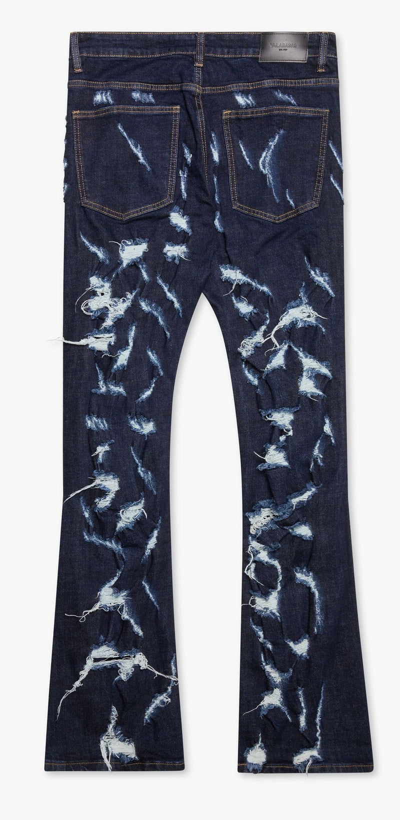 Back View of the Valabasas "RIPTIDE" INDIGO STACKED Jeans