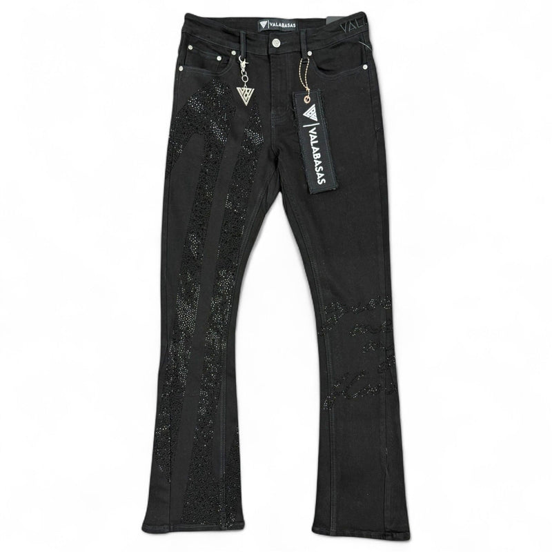 Front Laid Out View of the SCRIPTED STACKED Jeans by Valabasas