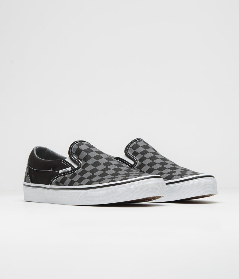 Vans Classic Slip-On Shoes in Black and Pewter Checkerboard