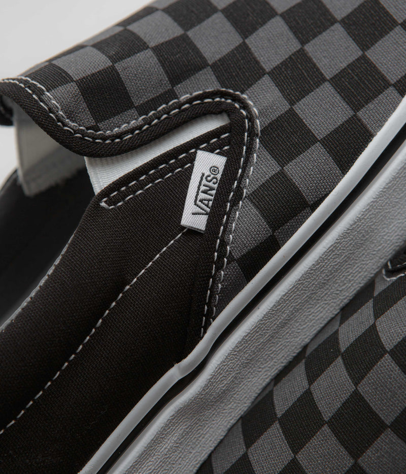 Vans Classic Slip-On Shoes in Black and Pewter Checkerboard