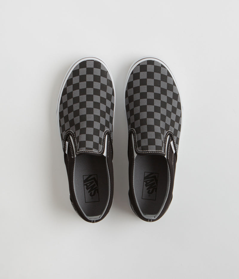Vans Classic Slip-On Shoes in Black and Pewter Checkerboard