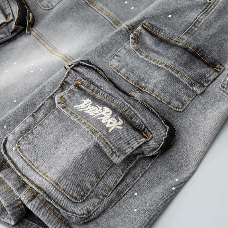 Velocity Cargo Denim Short - Grey