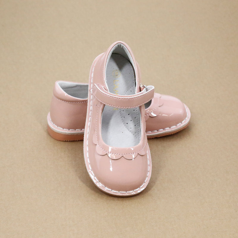 Violette Toddler Girls Scalloped Petal Patent Pale Rose Classic Vintage Mary Janes - Shoes for Easter Best - Petitfoot.com