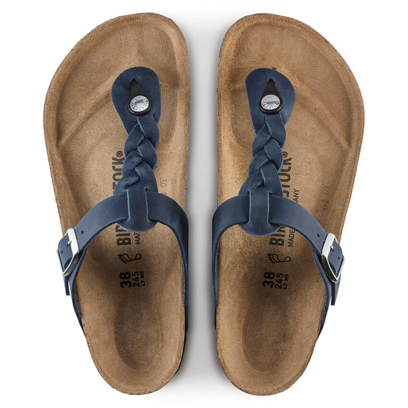 Women's Birkenstock Gizeh Braid - Navy Oiled Leather