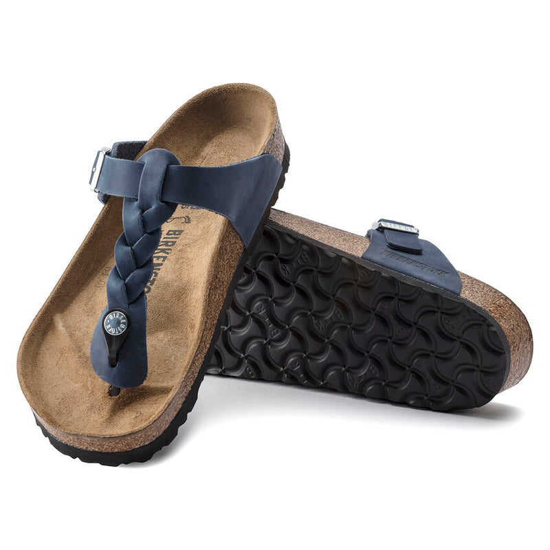 Women's Birkenstock Gizeh Braid - Navy Oiled Leather