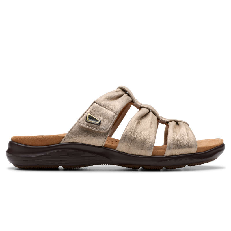Women's Clarks Kitly Slide - Metallic Leather