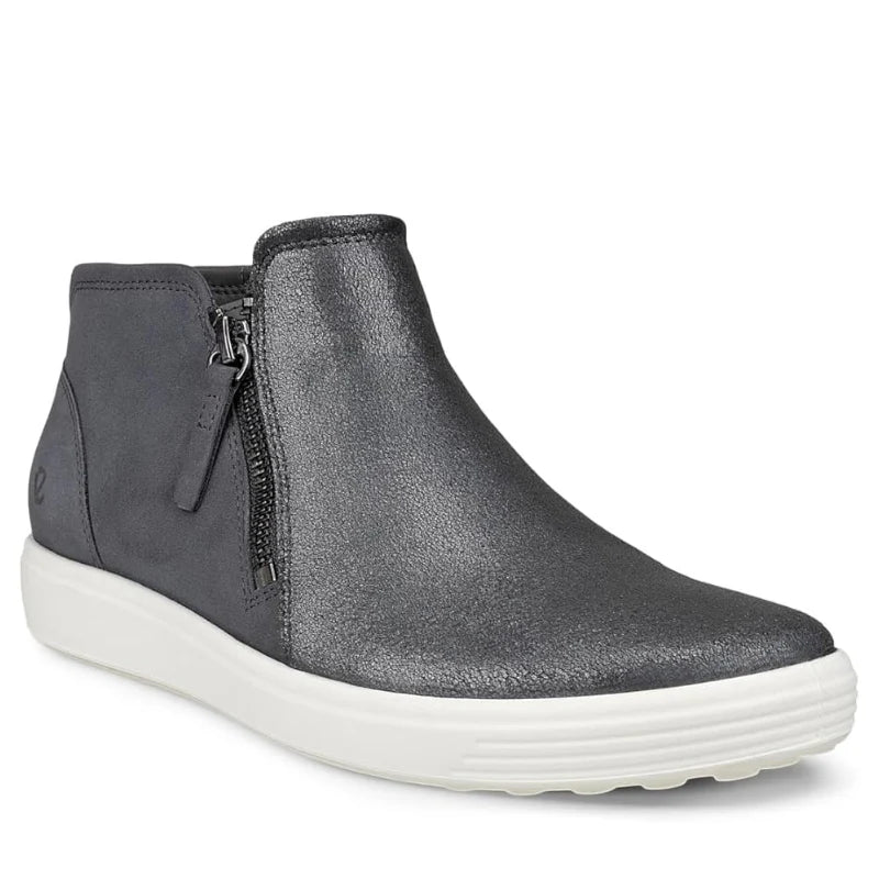 Women's ECCO Soft 7 Low Zip Bootie - Silver Heavy/Magnet