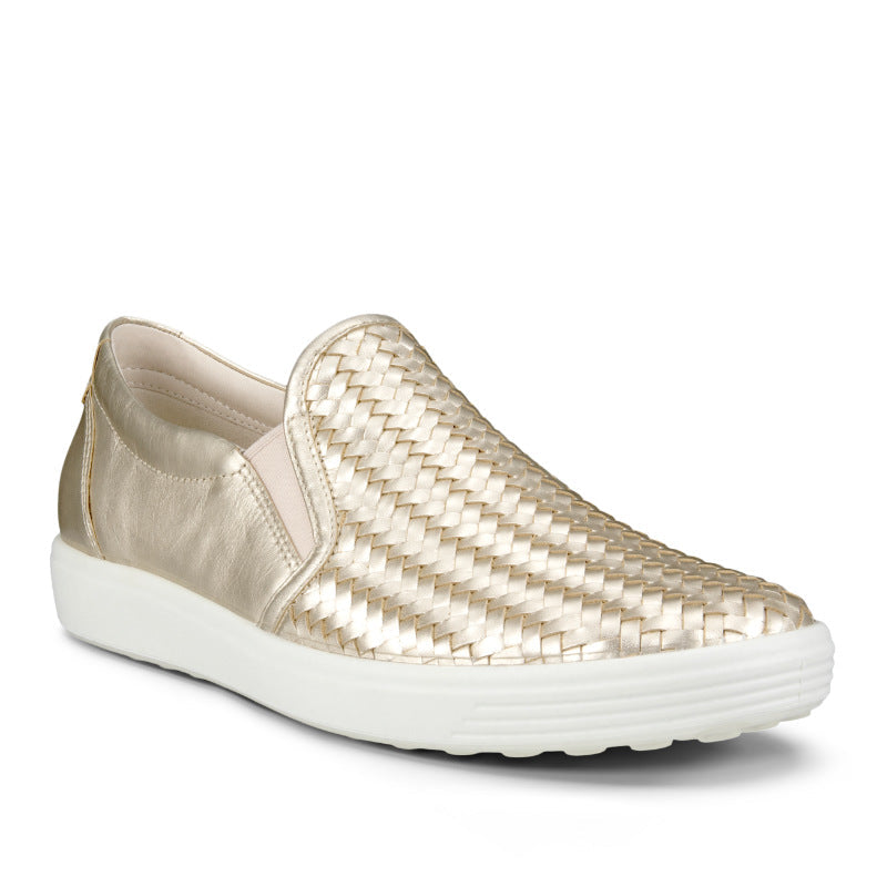 Women's ECCO Soft 7 Woven Slip-On 2.0 - Pure White Gold