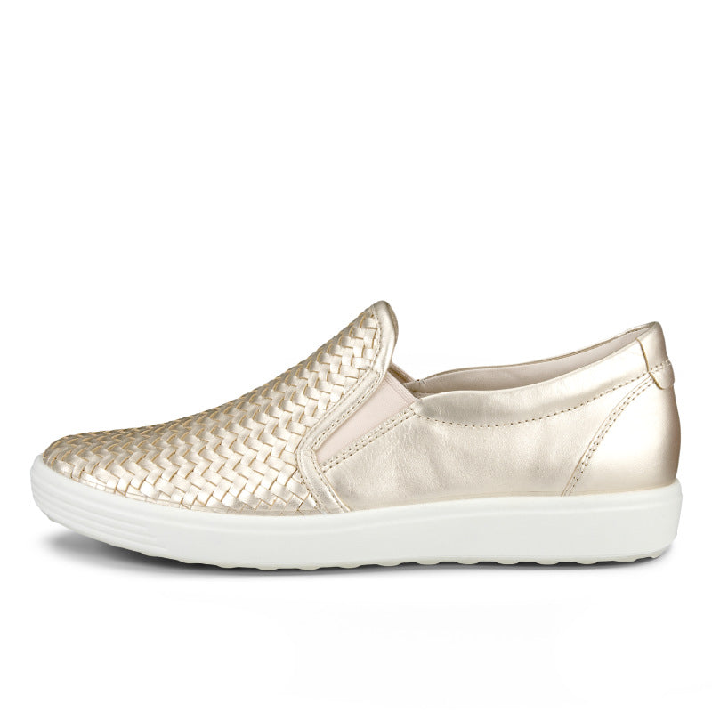Women's ECCO Soft 7 Woven Slip-On 2.0 - Pure White Gold