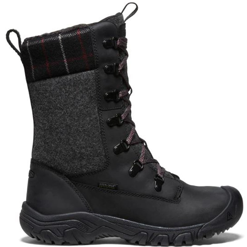 Women’s KEEN Greta Tall Boot Waterproof – Black/Black Plaid
