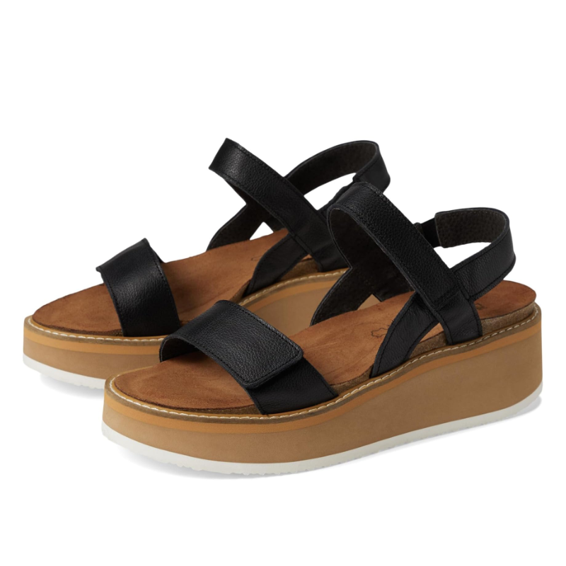 Women’s Naot Meringue – Soft Black Leather/Camel Sole