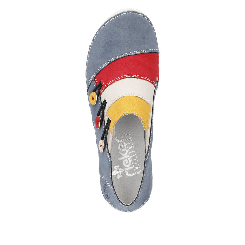 Women’s Rieker Angela 89 – Jeans/Red/Crema