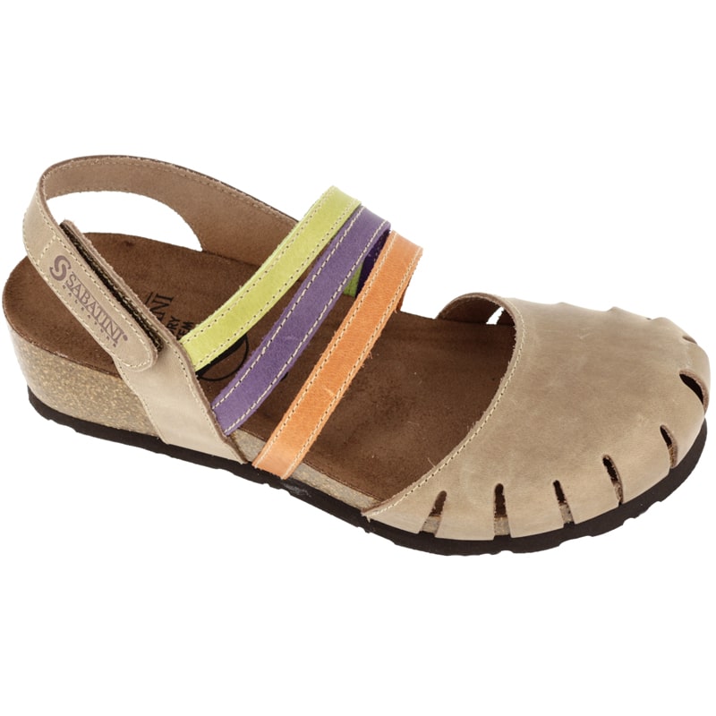 Women’s Sabatini 4023 Wedge Covered Toe Sandal – Beige/Multi