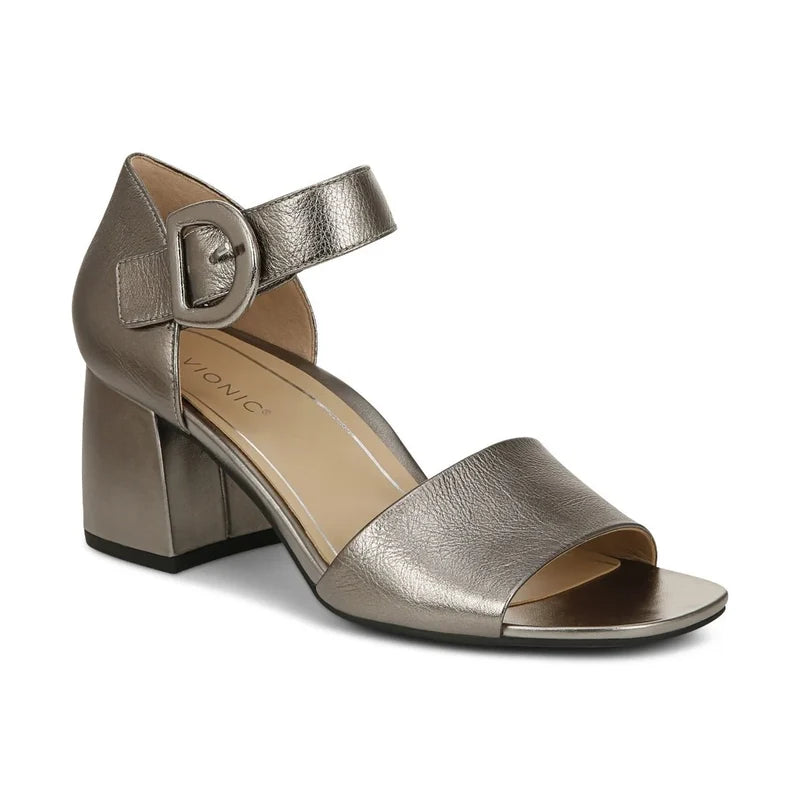 Women's Vionic Chardonnay Heeled Sandals - Pewter Leather