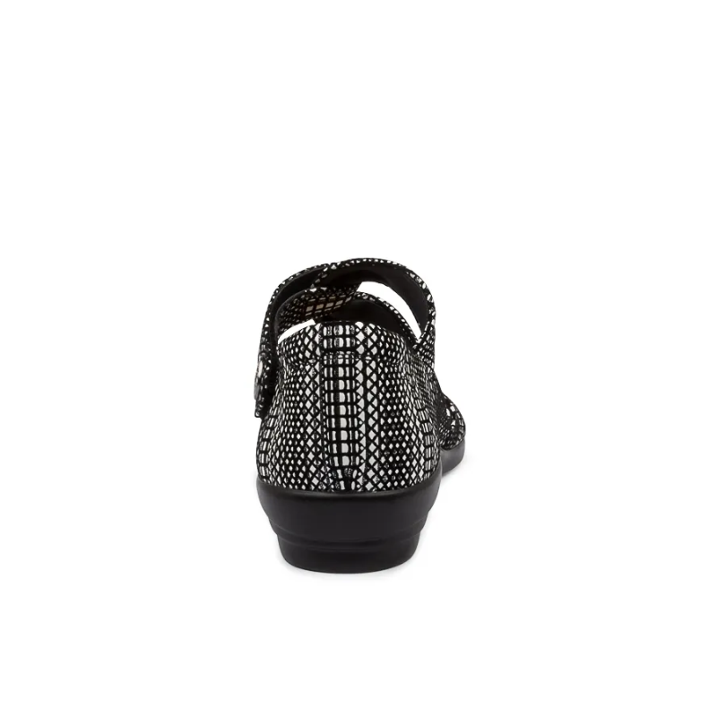 Womens Ziera Doxie Sandal - Black White Leather
