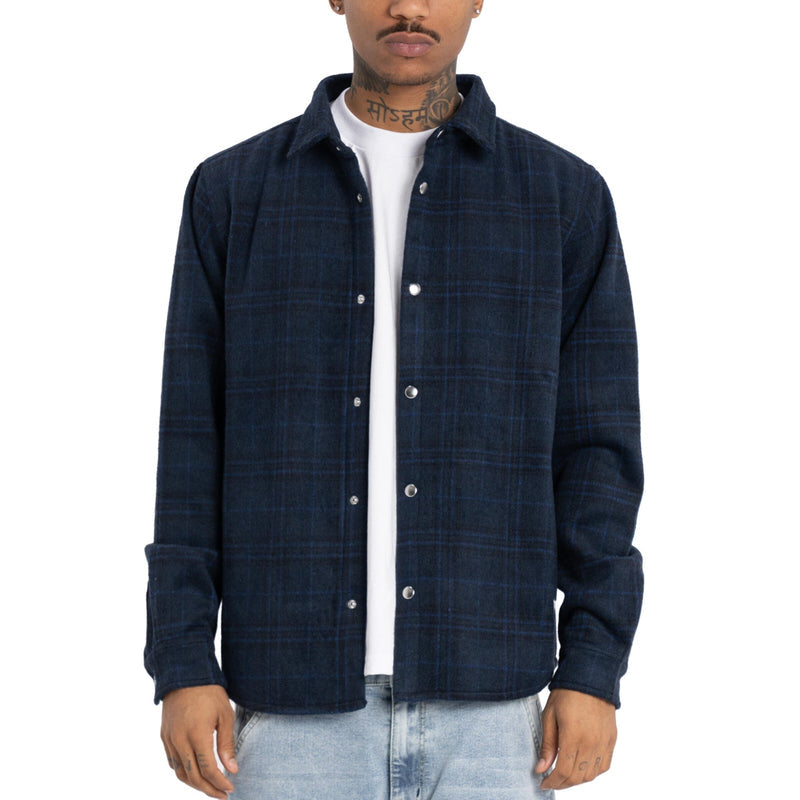 PRO CLUB S / Navy Plaid Work Shirt Jacket