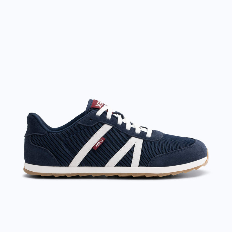 Xero Shoes Wynn Men Shoe at Dark Blue and White with Toe Facing Right